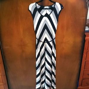 Calvin Klein Chevron Striped Maxi Dress